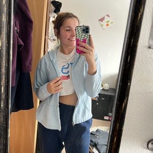 Cute blue zip up, size medium, Hanes “her way”!